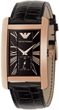 Emporio Armani Classic Black Dial Black Leather Strap Watch For Women - AR0169