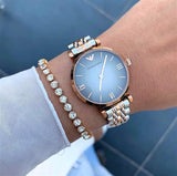 Emporio Armani Gianni T Bar Grey Dial Two Tone Steel Strap Watch For Women - AR1725