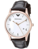 Emporio Armani Beta Chronograph White Dial Brown Leather Strap Watch For Men - AR1915