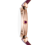 Emporio Armani Gianni T Bar Crystals Purple Dial Purple Leather Strap Watch for Women - AR11487