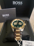 Hugo Boss Santiago Chronograph Green Dial Two Tone Steel Strap Watch for Men - 1513872