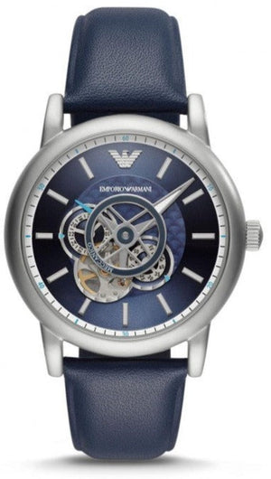 Emporio Armani Luigi Chronograph Blue Dial Blue Leather Strap Watch For Men - AR60011