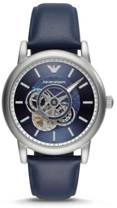 Emporio Armani Luigi Chronograph Blue Dial Blue Leather Strap Watch For Men - AR60011