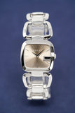 Gucci G Brown Square Brown Dial Silver Steel Strap Watch For Women - YA125402