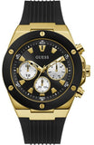 Guess Poseidon Chronograph Black Dial Black Rubber Strap Watch for Men - GW0057G1