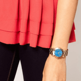 Marc Jacobs Amy Blue Dial Gold Steel Strap Watch for Women - MBM3303