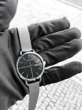 Calvin Klein Even Black Dial Silver Mesh Bracelet Watch for Women - K7B23121