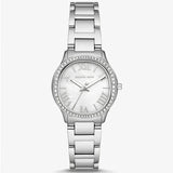 Michael Kors Sage Three-Hand Mother of Pearl White Dial Silver Steel Strap Watch for Women - MK4824