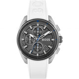 Hugo Boss Volane Chronograph Grey Dial White SIlicone Strap Watch for Men - 1513948