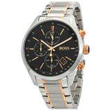 Hugo Boss Grand Prix Chronograph Black Dial Two Tone Steel Strap Watch for Men - 1513473