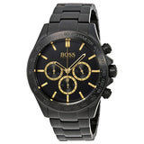 Hugo Boss Ikon Chronograph Black Dial Black Steel Strap Watch for Men - 1513278