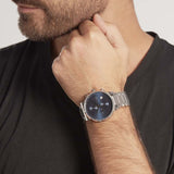 Hugo Boss Integrity Chronograph Blue Dial Silver Steel Strap Watch for Men - 1513779