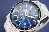 Hugo Boss Rafale Chronograph Blue Dial Silver Steel Strap Watch for Men - 1513510