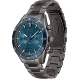 Hugo Boss Santiago Chronograph Blue Dial Grey Steel Strap Watch for Men - 1513863