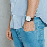 Hugo Boss Ikon Chronograph White Dial Brown Leather Strap Watch for Men - 1513175