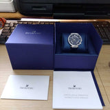 Swarovski Passage Chrono Crystal Blue Dial Blue Leather Strap Watch for Women - 5580342