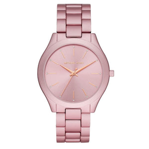 Michael Kors Slim Runway Pink Dial Pink Steel Strap Watch For Women - MK4456