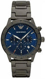 Emporio Armani Mario Chronograph Blue Dial Grey Steel Strap Watch For Men - AR80045