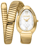 Just Cavalli Serpente Metallica White Dial Gold Steel Strap Watch for Women - JC1L223M0025