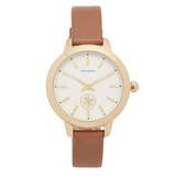 Tory Burch Collins Quartz White Dial Brown Leather Strap Watch for Women - TBW1202