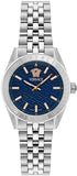 Versace V-Code Analog Blue Dial Silver Steel Strap Watch for Women - VE8I00324