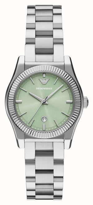 Emporio Armani Federica Mint Green Dial Silver Steel Strap Watch for Women - AR11656