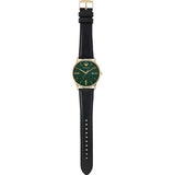 Emporio Armani Minimalist Green Dial Black Leather Strap Watch for Men - AR11601