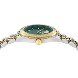 Versace V-Code Analog Green Dial Two Tone Steel Strap Watch for Women - VE8I00424