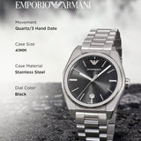 Emporio Armani Frederico Analog Black Dial Silver Steel Strap Watch for Men - AR11622