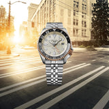 Seiko 5 GMT Sport Asia Exclusive Limited Edition Off White Dial Silver Steel Strap Watch for Men - SSK046K1