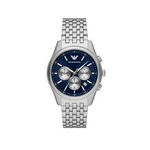Emporio Armani Antonio Chronograph Blue Dial Silver Steel Strap Watch for Men - AR11582