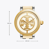 Tory Burch Reva Gold Dial Two Tone Steel Strap Watch for Women - TBW4016