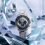 Seiko Prospex Speedtimer 41.4 Solar Chronograph Blue Dial Silver Steel Strap Watch for Men - SSC935