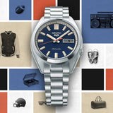 Seiko 5 Sports SNXS Automatic Blue Dial Silver Steel Strap Watch for Men - SRPK87K1