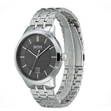 Hugo Boss Officer Black Dial Silver Steel Strap Watch for Men - 1513614