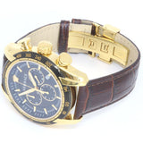 Versace V-Ray Chronograph Black Dial Brown Leather Strap Watch For Men - VEDB00318