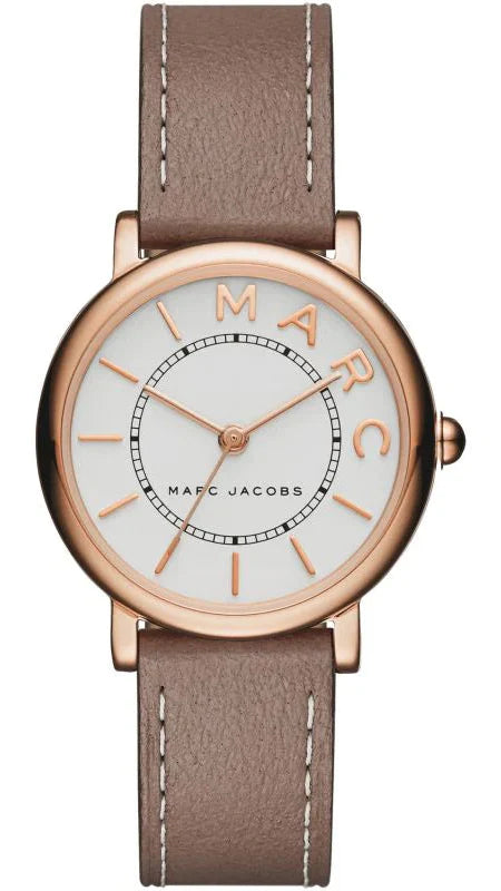 Marc Jacobs Roxy White Dial Light Brown Leather Strap Watch for Women - MJ1538