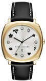 Marc Jacobs Mandy White Dial Black Leather Strap Watch for Women - MJ1564