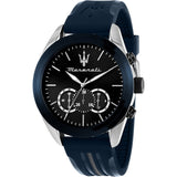 Maserati Traguardo Chronograph Blue Dial Black Silicone Strap Watch For Men - R8871612046