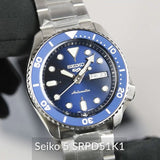 Seiko 5 Sports Automatic Analog Blue Dial Silver Steel Strap Watch For Men - SRPD51K1