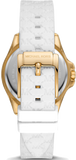 Michael Kors Mini Pilot Quartz Silver Dial White Silicone Strap Watch For Women - MK7372