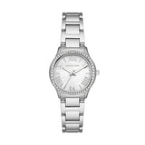 Michael Kors Sage Three-Hand Mother of Pearl White Dial Silver Steel Strap Watch for Women - MK4824