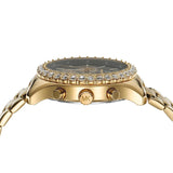 Michael Kors Berkley Chronograph Black Dial Gold Steel Strap Watch For Women - MK7414