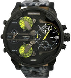 Diesel Big Daddy Chronograph Black Dial Black Leather Strap Watch For Men - DZ7311