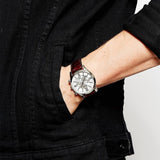 Hugo Boss Ikon Chronograph White Dial Brown Leather Strap Watch for Men - 1513175
