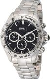 Hugo Boss Ikon Chronograph Black Dial Silver Steel Strap Watch for Men - 1512965