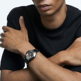 Swarovski Octea Lux Sport Chronograph Black Dial Silver Steel Strap Watch for Women - 5610520