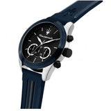 Maserati Traguardo Chronograph Blue Dial Black Silicone Strap Watch For Men - R8871612046