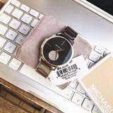 Michael Kors Portia Black Dial Silver Steel Strap Watch for Women - MK3638
