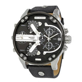 Diesel Mr Daddy Chronograph Black Dial Black Leather Strap Watch For Men - DZ7313